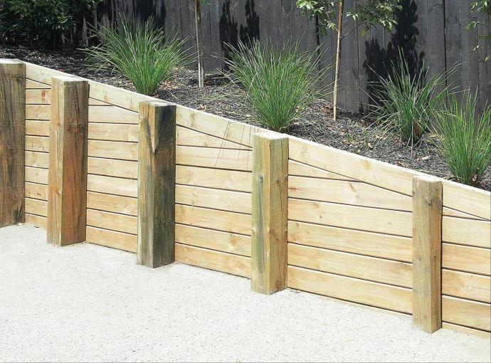 WBS - Henderson - Retaining wall timber posts nails concrete