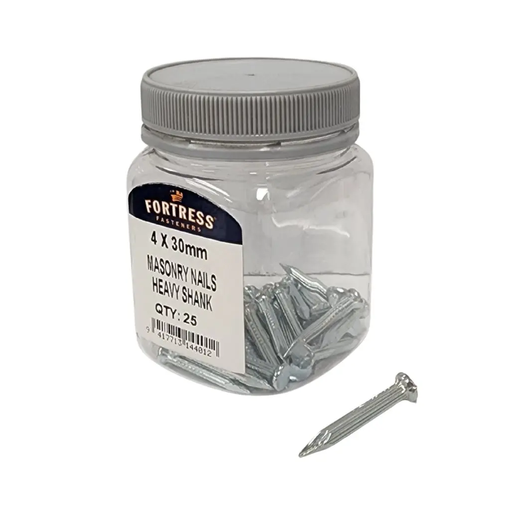 FORTRESS Masonry Heavy Shank Nails 4 x 30mm (jar of 25)
