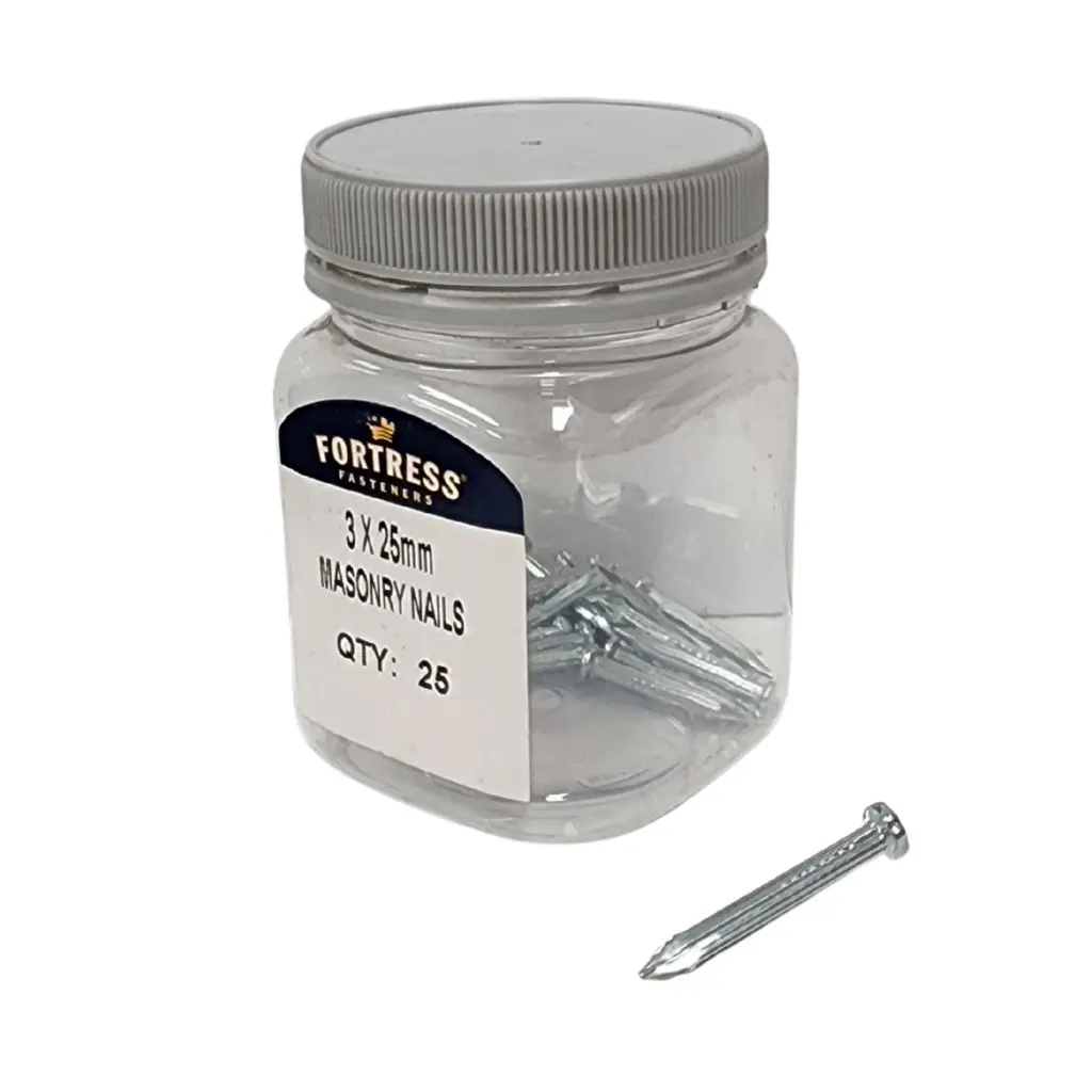 FORTRESS Masonry Nails 3 x 25mm (jar of 25)