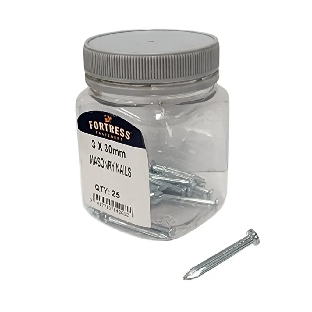 FORTRESS Masonry Nails 3 x 30mm (jar of 25)