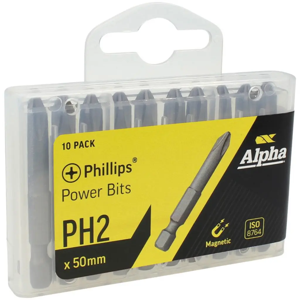 ALPHA PH #2 50mm Power Bits Handipak (10 pieces)