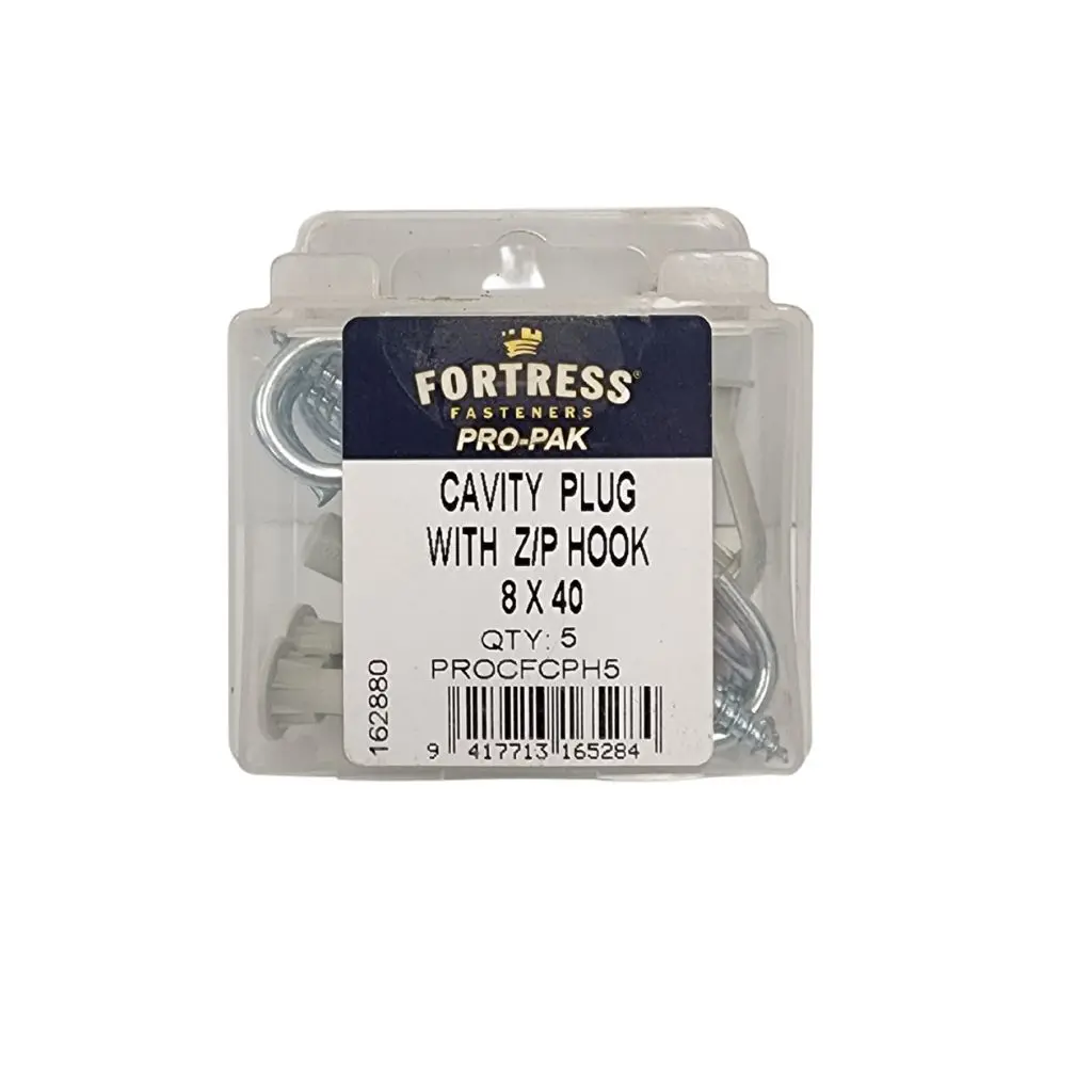 FORTRESS C/PLUG WITH Z/P HOOK 8 x 40mm   (5)