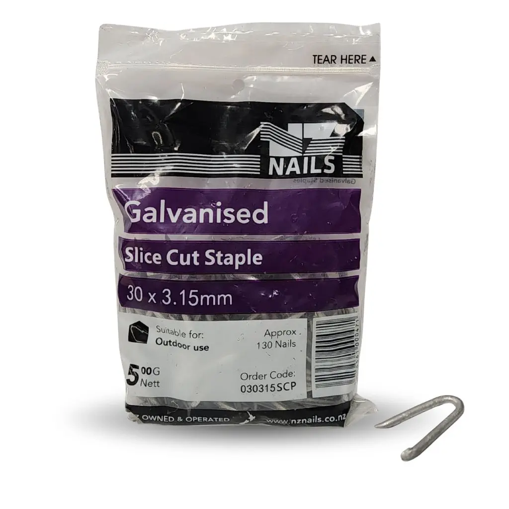 NZ NAILS Slice Cut Staple Galvanised 30 x 3.15mm - 500g