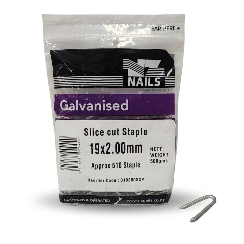 NZ NAILS Slice Cut Staple Galvanised 19 x 5.00mm - 500g