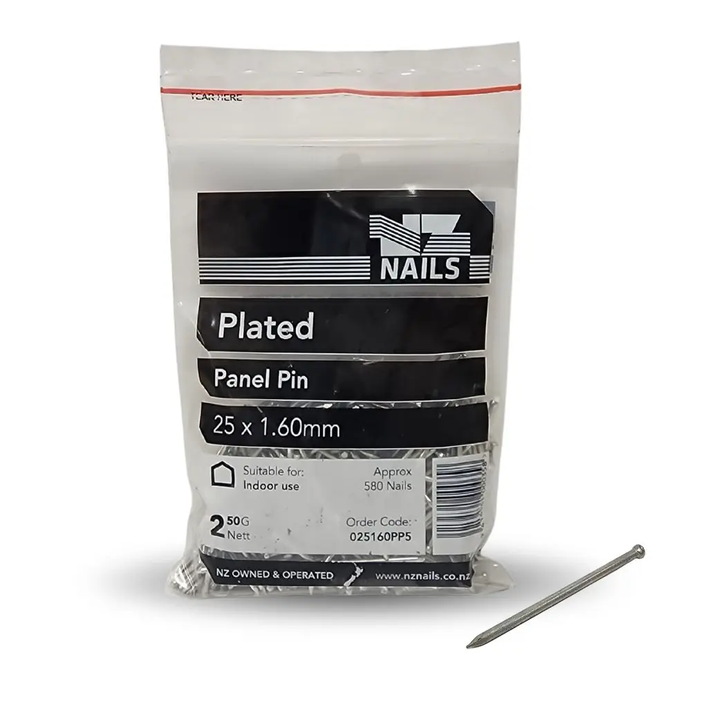 NZ NAILS Galvanised Panel Pin Plated 25 x 1.6mm - 250g