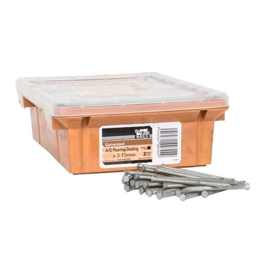 NZ NAILS Galvanised Angular Grooved Flooring Decking 75 x 3.15mm - 2kg