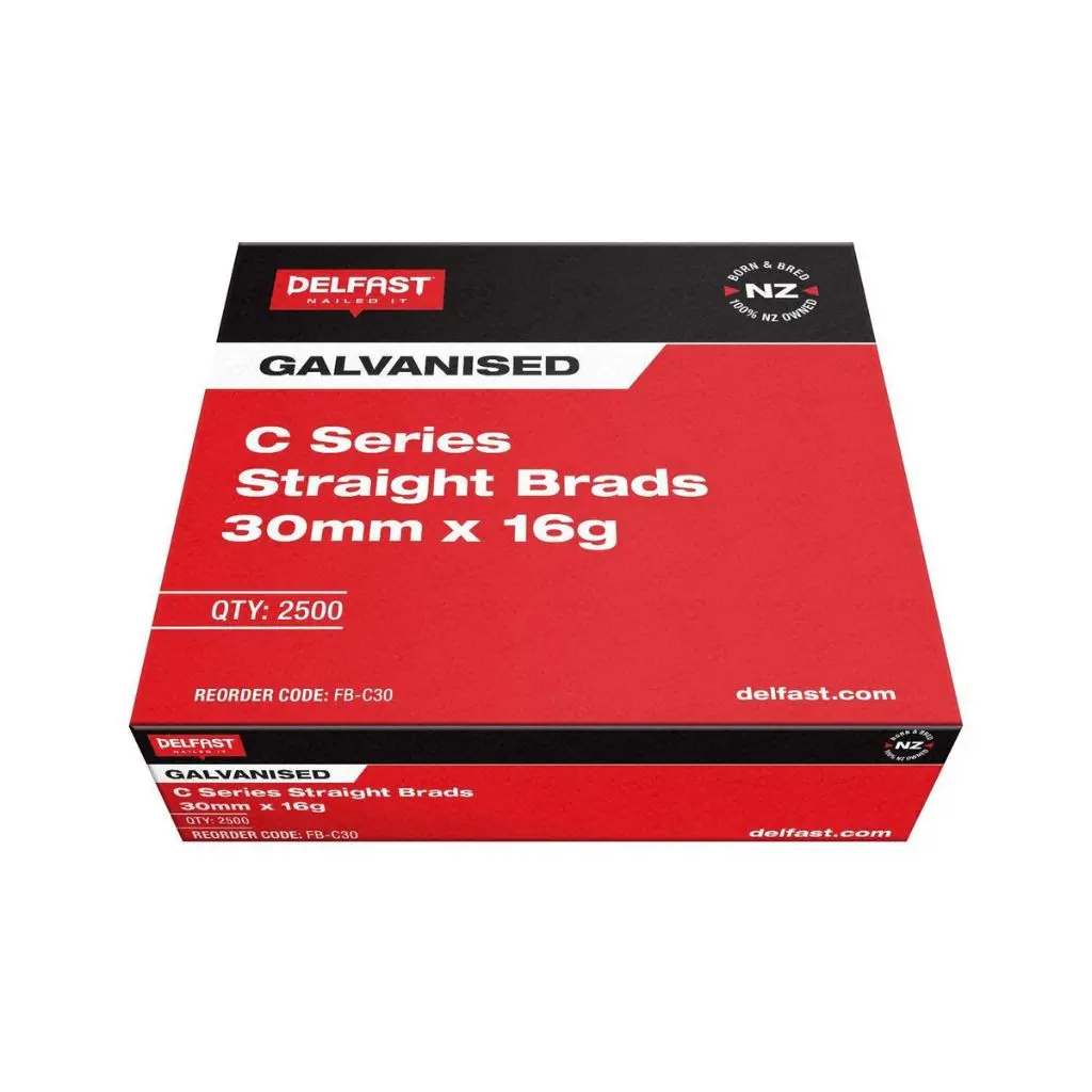 DELFAST Galvanised C Series Straight Brads | 30mm x 16g (2500)