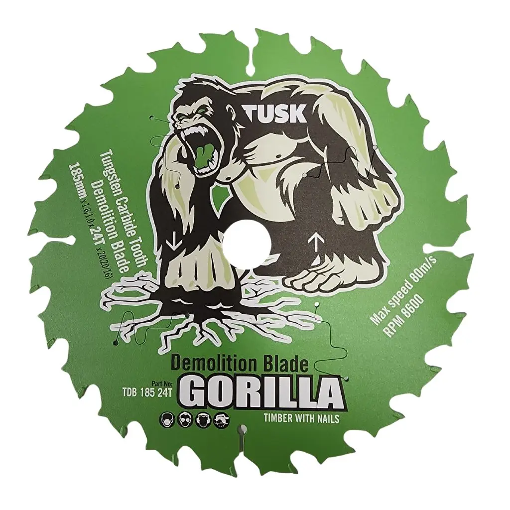 TUSK Tungsten Carbide Tooth Demolition Blade 185mm x 24 teeth x 20/16mm bore