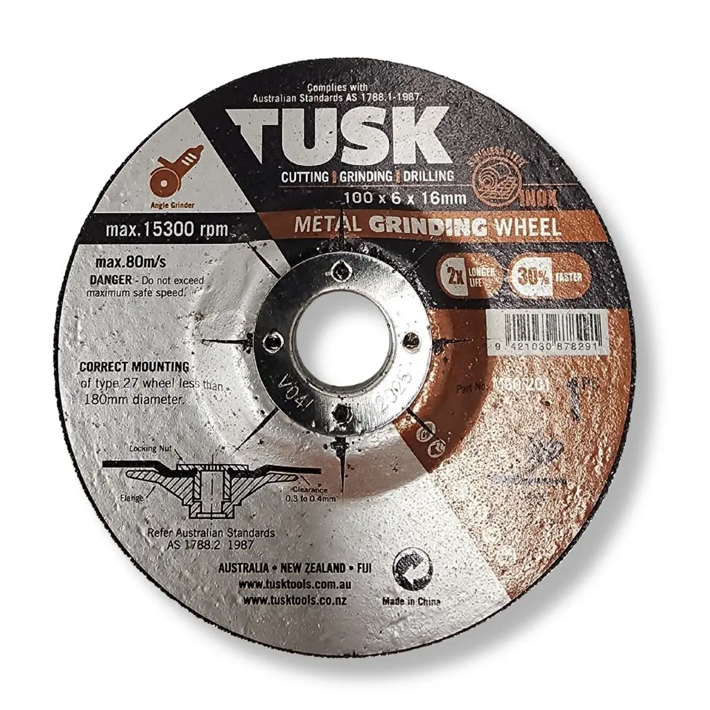 TUSK Metal Grinding Wheel | 100mm x 6mm x 16mm bore