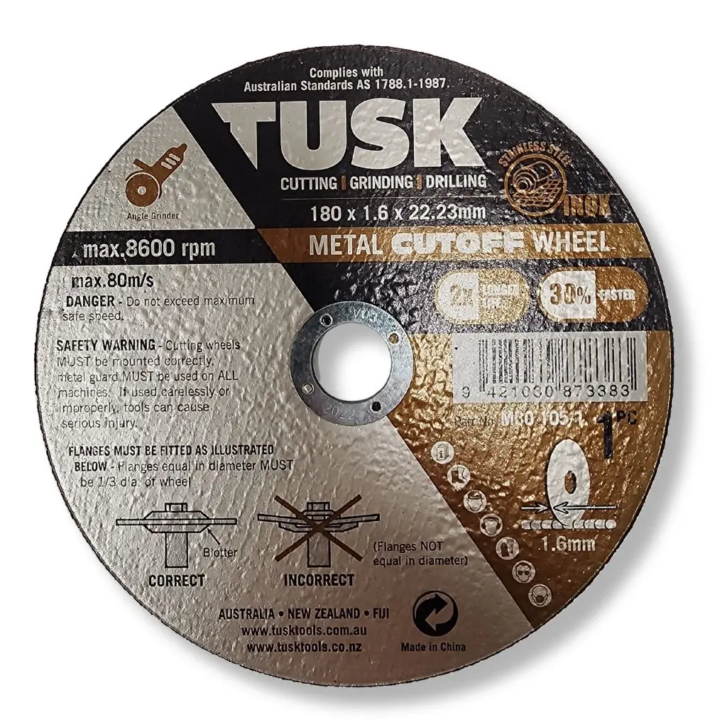 TUSK Metal Cutoff Wheel | 180mm x 1.6mm x 22.23mm bore