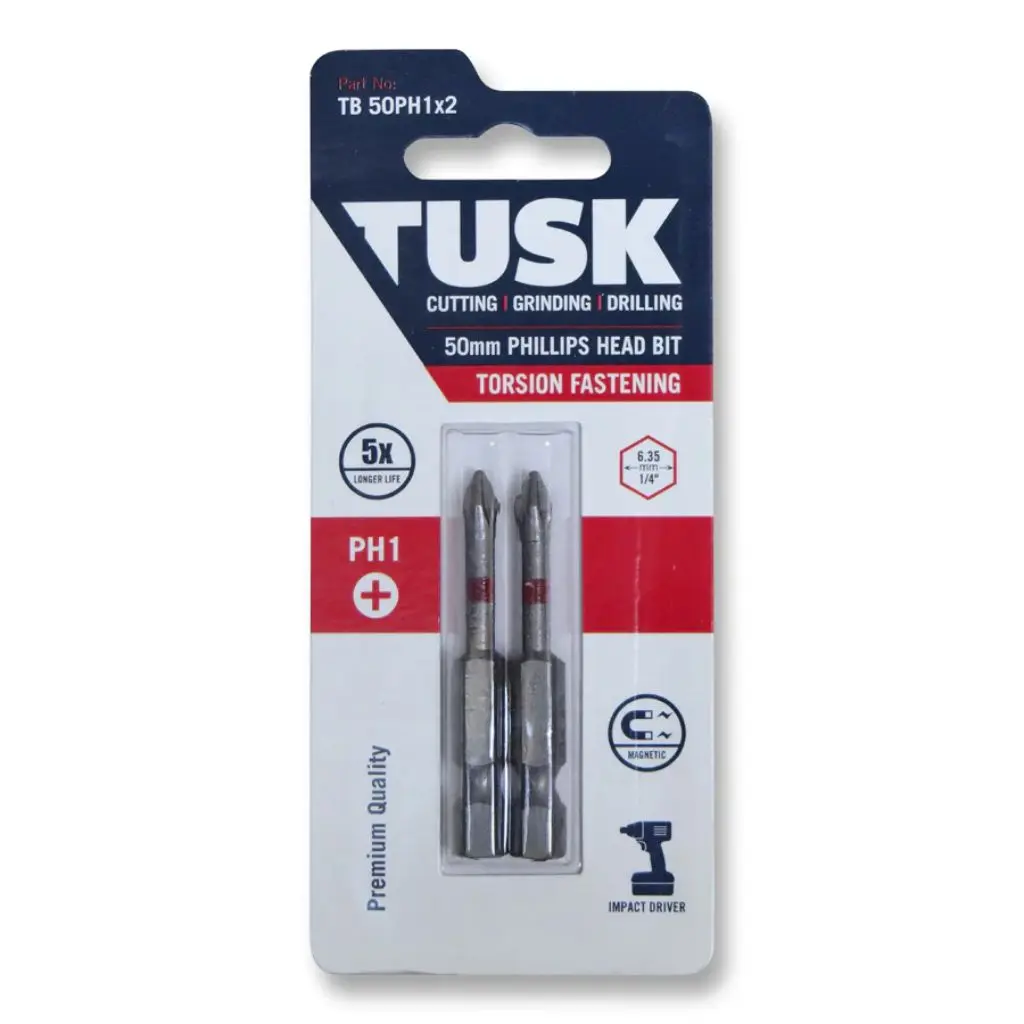 TUSK Torsion Bits Phillips Head 1 - 50mm (2 pack)