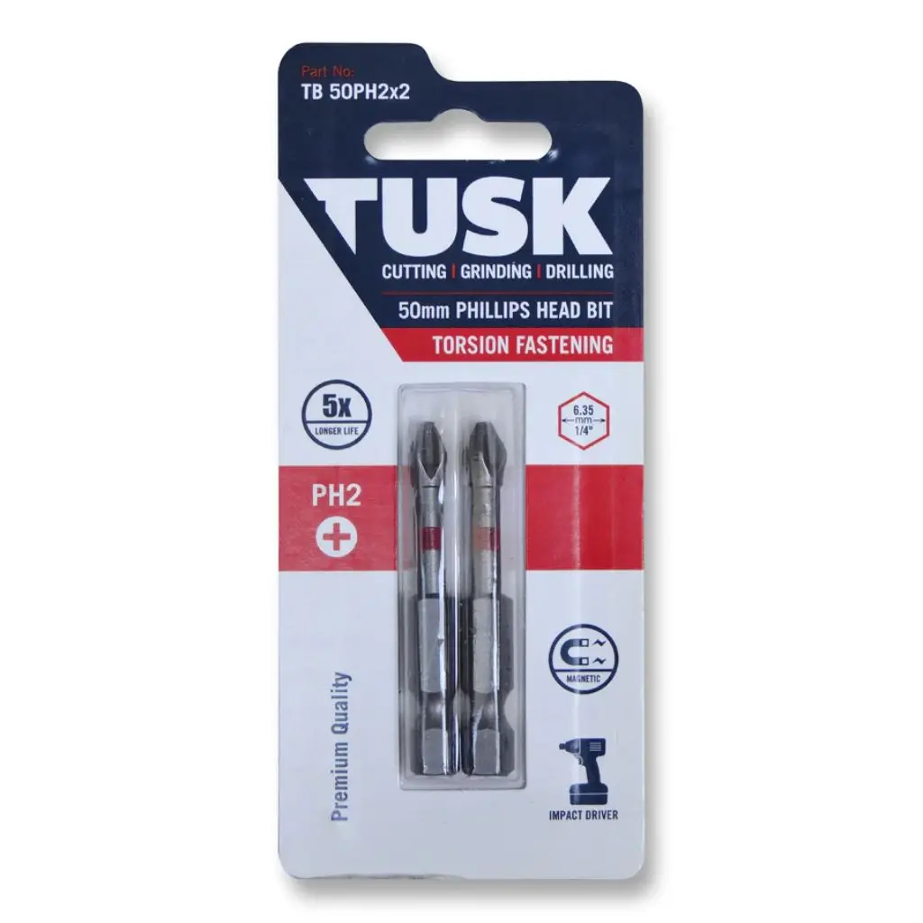TUSK Torsion Bits Phillips Head 2 - 50mm (2 pack)