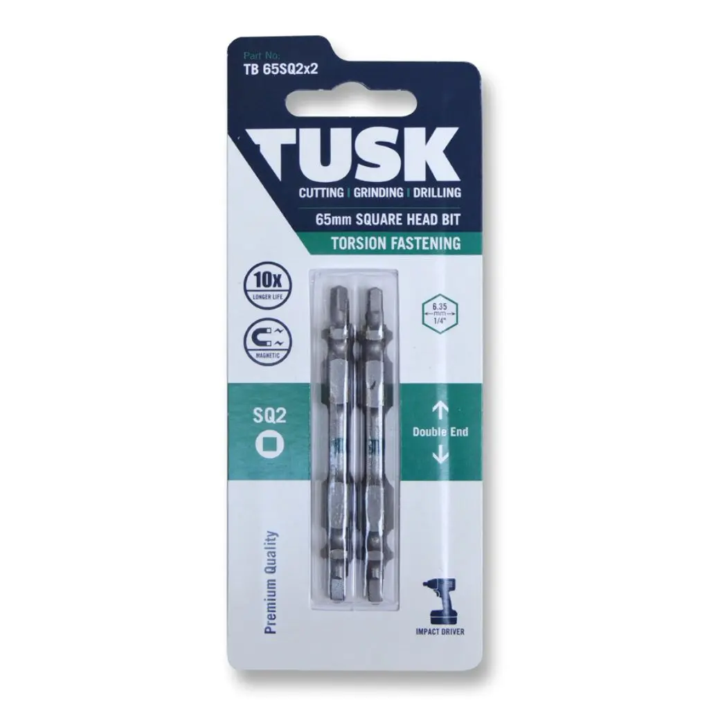 TUSK Torsion Bits Square 2 Double Ended - 65mm (2 pack)