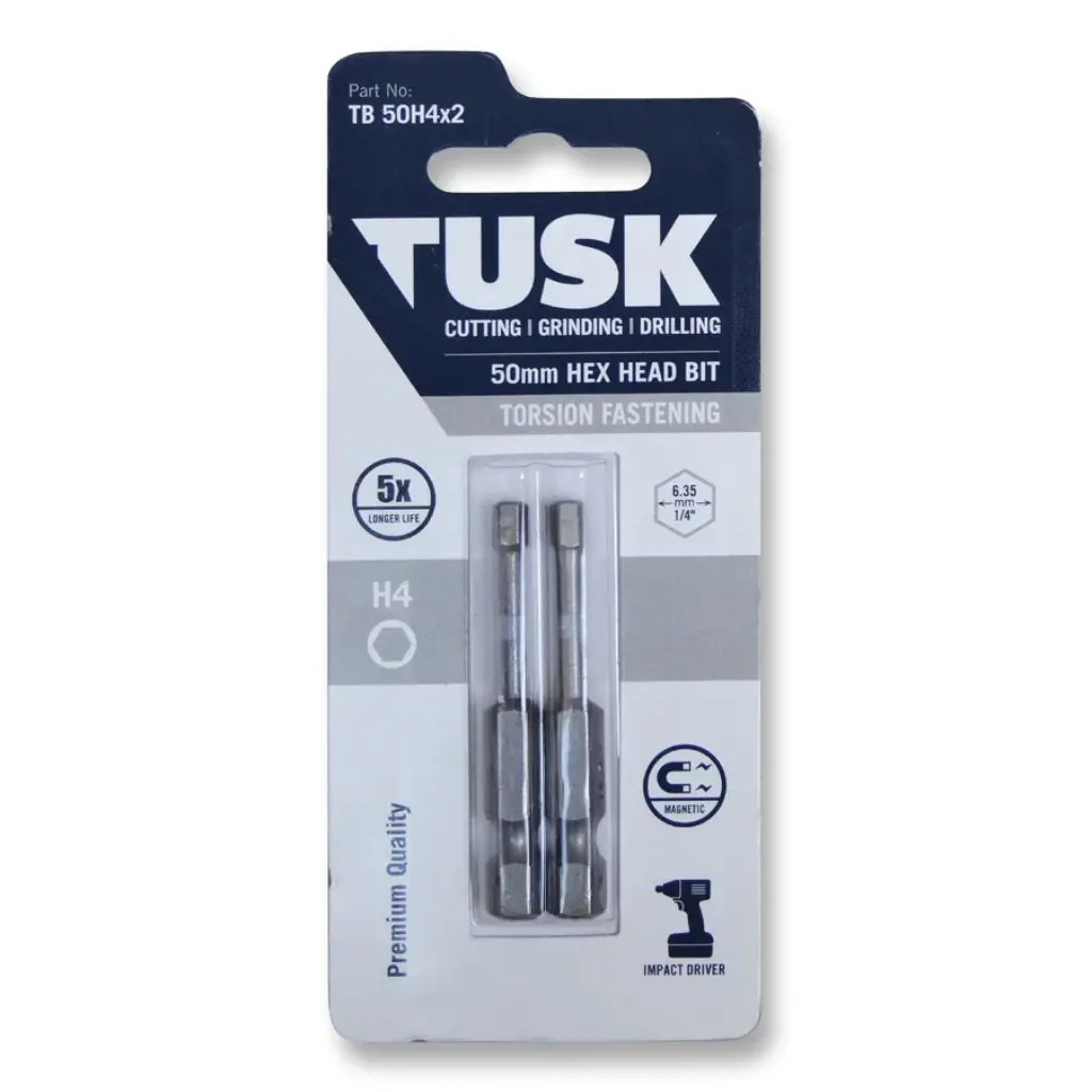 TUSK Torsion Bits Hex Head 4 - 50mm (2 pack)