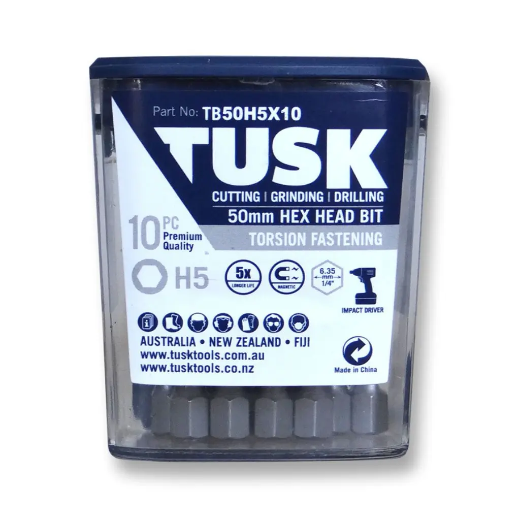 TUSK Torsion Bits Hex Head 5 - 50mm (10 pack)