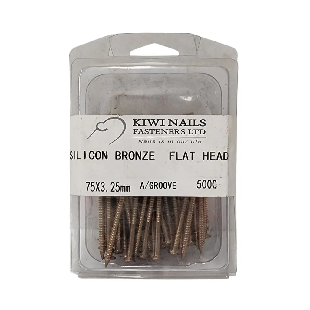 KIWI NAILS Flat Head Silicon Bronze Angular Grooved 75 x 3.25mm - 500g