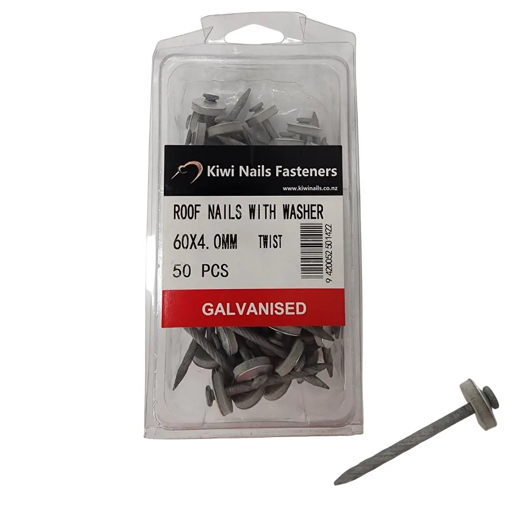 NZ NAILS Roofing with Washer Galvanised 60 x 4.0mm - 50 pieces