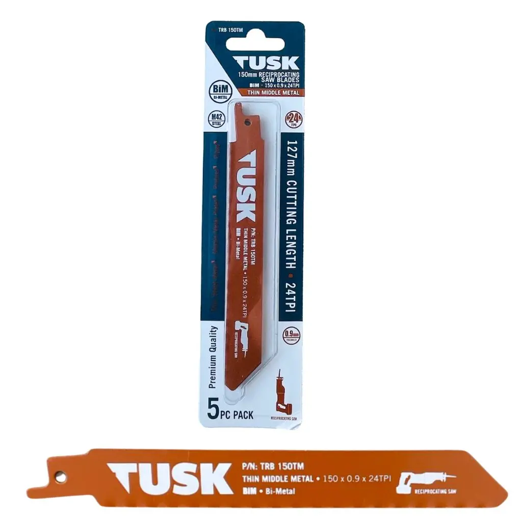 TUSK Bi-Metal Reciprocating Saw Blades for Thin Middle Metal 150mm - (5 piece pack)