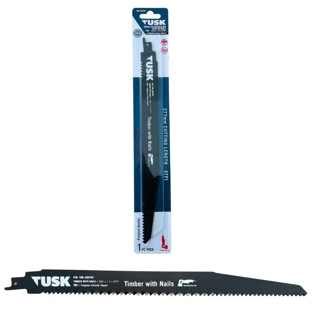 TUSK Tungsten Carbide Tipped Reciprocating Saw blades for Timber with Nails 300mm - (1 piece pack)