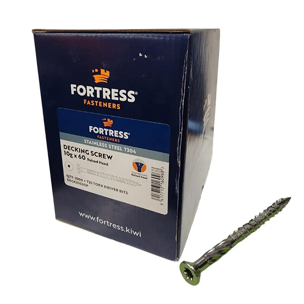 FORTRESS Decking Screw 10g x 60 Countersunk Raised Head Stainless Steel (box of 1000)