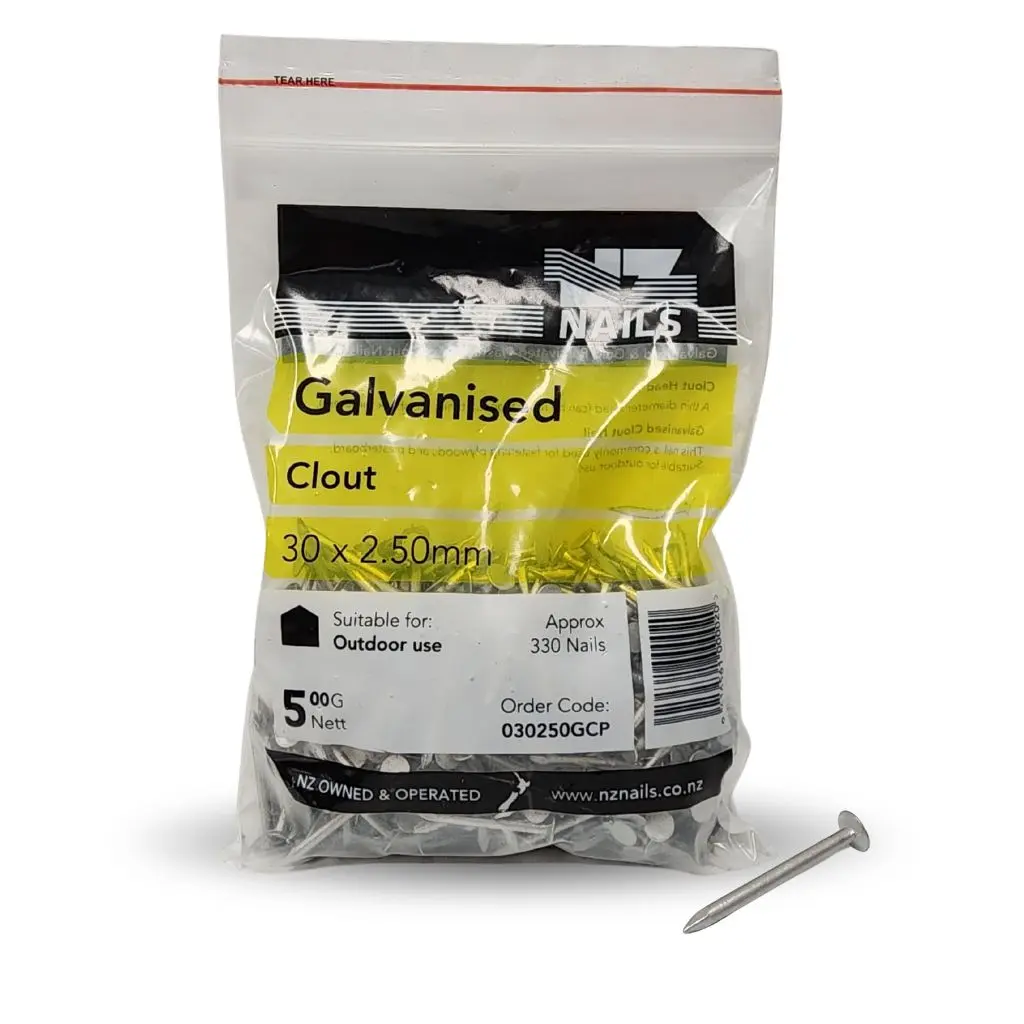 NZ NAILS Clout Galvanised 30 x 2.50mm - 500g