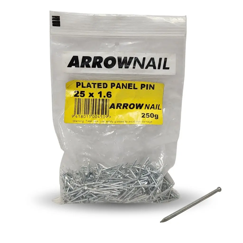 ARROW NAIL Galvanised Panel Pin Plated 25 x 1.6mm - 250g