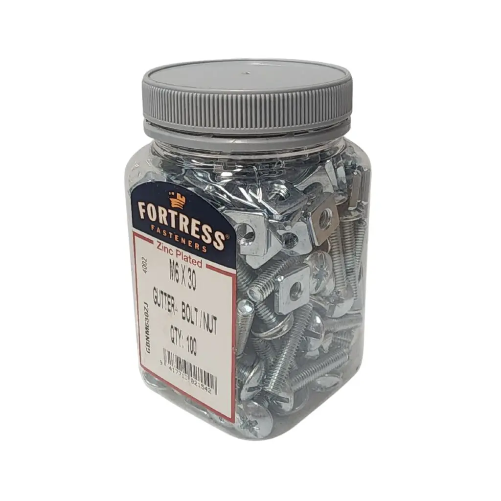 FORTRESS GUTTER BOLTS M6 x 30 JAR OF 100