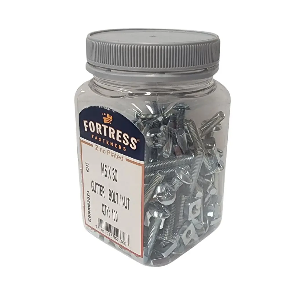 FORTRESS GUTTER BOLTS M5 x 12 JAR OF 100