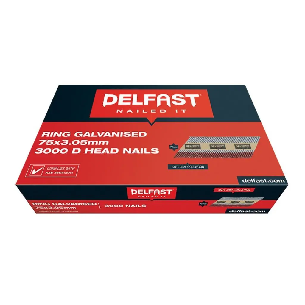 DELFAST Galvanised D Head Nails Ring Shank | 75 x 3.05mm (3000)
