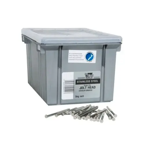 [HEN338] NZ NAILS Jolt Head Stainless Steel Angular Grooved Decking 60 x 3.15mm - 5kg