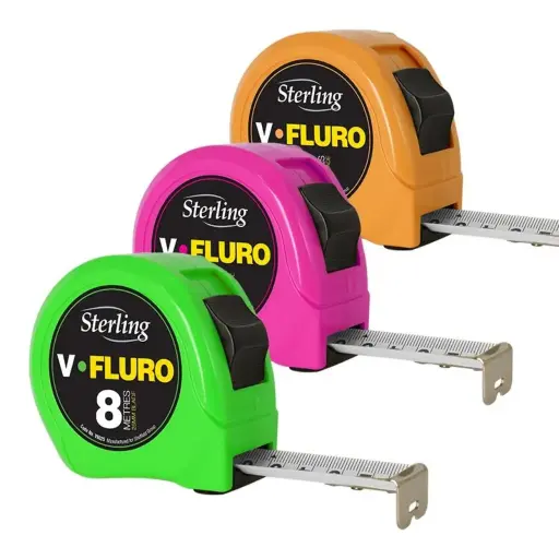 [V8025F] STERLING 8m x 25mm V-Force Fluro Measuring Tape