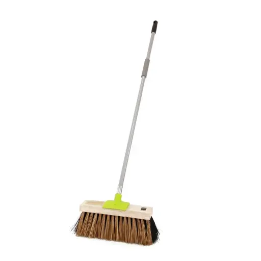 [AS143] BROWNS Natural Fibre Yard Broom Complete (355mm head)