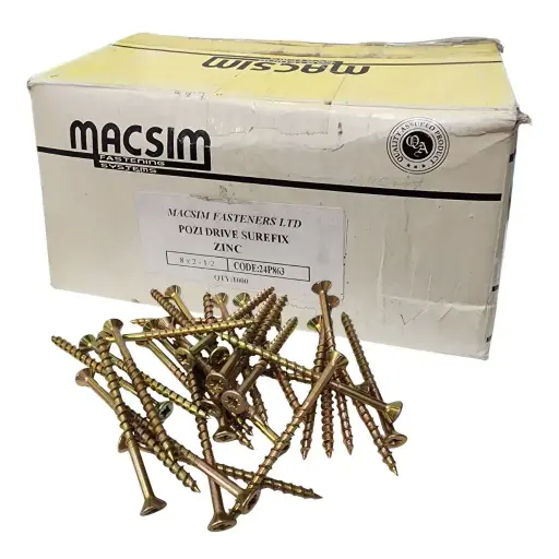 [111478] MACSIM SCREW 8G x 63 POZI SUREFAST ZINC (BOX OF 1000)