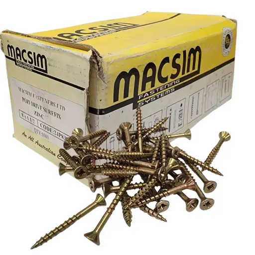 [24P838] MACSIM SCREW POZI DRIVE SUREFIX ZINC  8 x 38 (Box of 1000)
