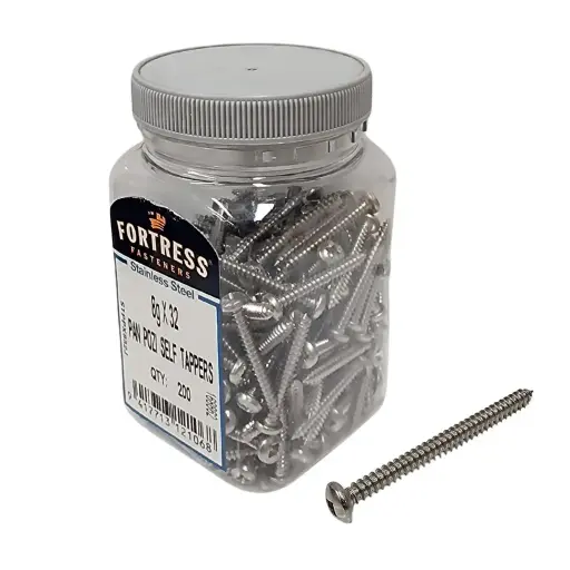 [HEN383] FORTRESS Self Tappers 8g x 32 Pan Pozi Stainless Steel (jar of 200)