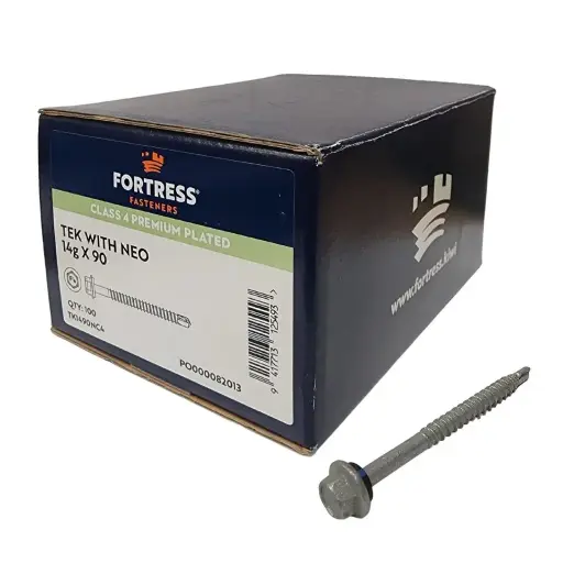 [102316] FORTRESS Self Drilling Tek Screw with Neo 14g x 90 Class 4 Galvanised (box of 100)