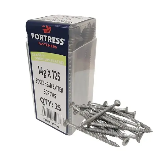 [P0070292] FORTRESS Batten Screw Bugle Head 14g x 125 Class 4 Galvanised (jar of 25)