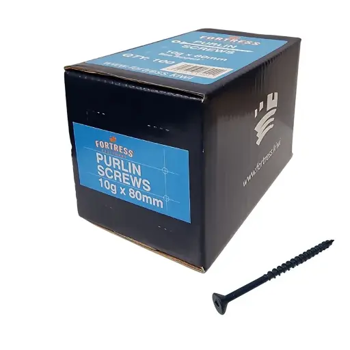 [P0072164] FORTRESS Purlin Screw 10g x 80 Countersunk Square Drive Blue Ruspert (box of 100)