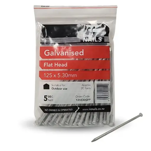 [125530GFP] NZ NAILS Flat Head Galvanised 125 x 5.3mm - 500g