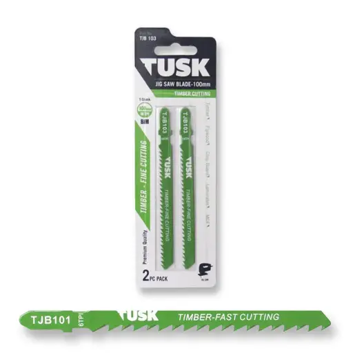 [TJB101] TUSK Jig Saw Blade for Timber 100mm x 6TPI T-shank (2 piece pack)