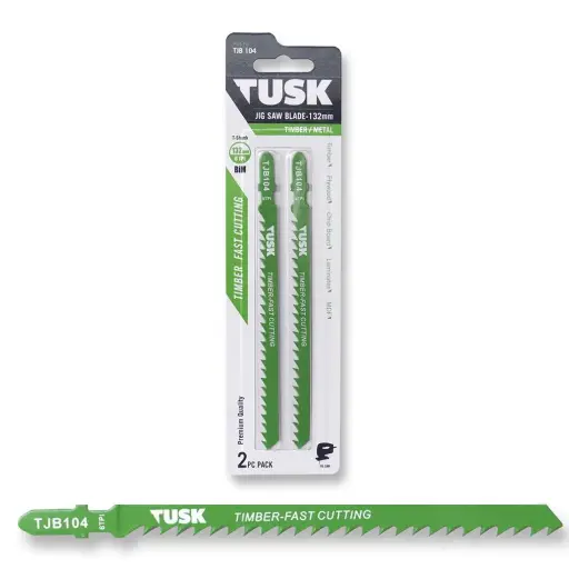 [TJB104] TUSK Jig Saw Blade for Timber 132mm x 6TPI T-shank (2 piece pack)