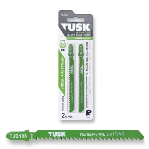 [TJB108] TUSK Jig Saw Blade for Timber Reverse tooth 100mm x 10TPI T-shank (2 piece pack)