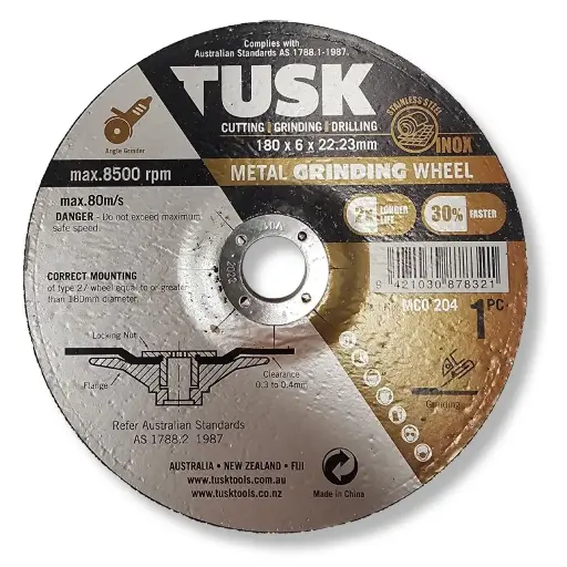 [MCO204] TUSK Metal Grinding Wheel | 180mm x 6mm x 22.23mm bore