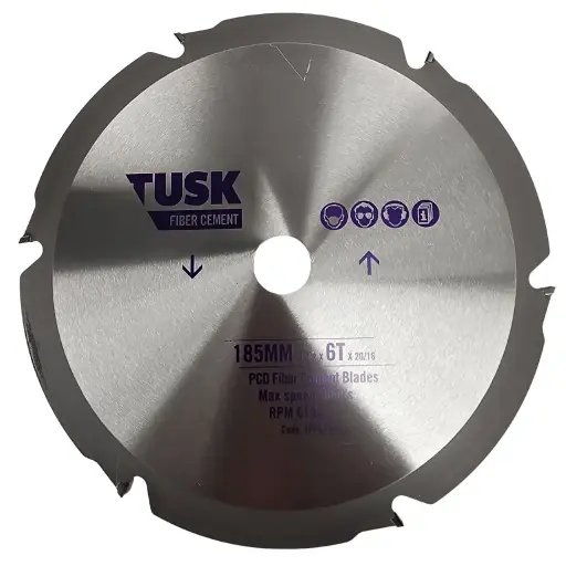 [TPFC1856T] TUSK PCD Fibre Cement Blade 185mm x 6 teeth x 20/16mm bore