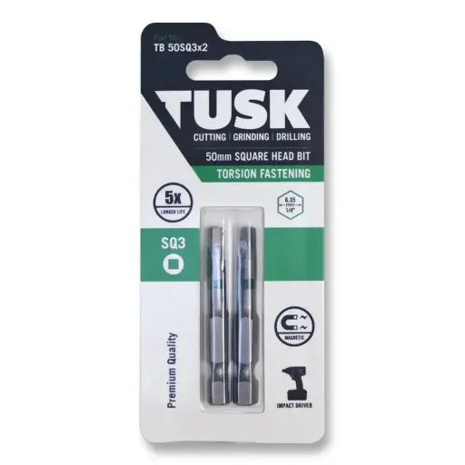[TB50SQ3x2] TUSK Torsion Bits Square 3 - 50mm (2 pack)
