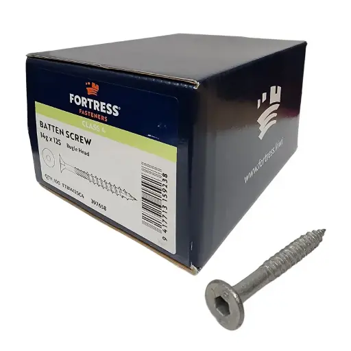 [P0047703] FORTRESS Batten Screw Bugle Head 14g x 125 Class 4 Galvanised (box of 100)