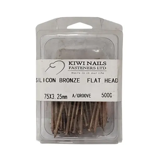 [75500BRONZE] KIWI NAILS Flat Head Silicon Bronze Angular Grooved 75 x 3.25mm - 500g