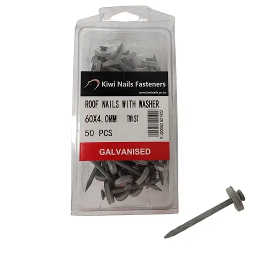 [106990] NZ NAILS Roofing with Washer Galvanised 60 x 4.0mm - 50 pieces