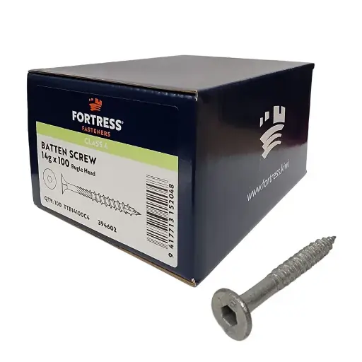 [P0047693] FORTRESS Batten Screw Bugle Head 14g x 100 Class 4 Galvanised (box of 100)