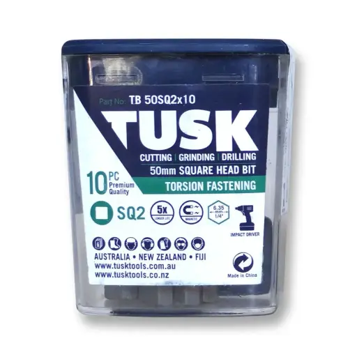 [TB50SQ2x10] TUSK Torsion Bits Square 2 - 50mm (10 pack)